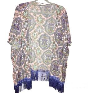 Victoria's Secret Kimono Coverup Fringe Paisley Pink & Purple medium/large‎